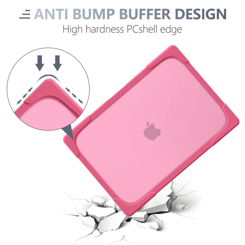 Batianda Heavy Duty Case for MacBook Pro 13 inch 2022 2020 Release A2338 M2 M1 A2289 A2251, Ergonomic Foldable Kickstand (Holds 22lbs) Matte Translucent Shockproof Cover with Spare Parts, Rose - Image 5